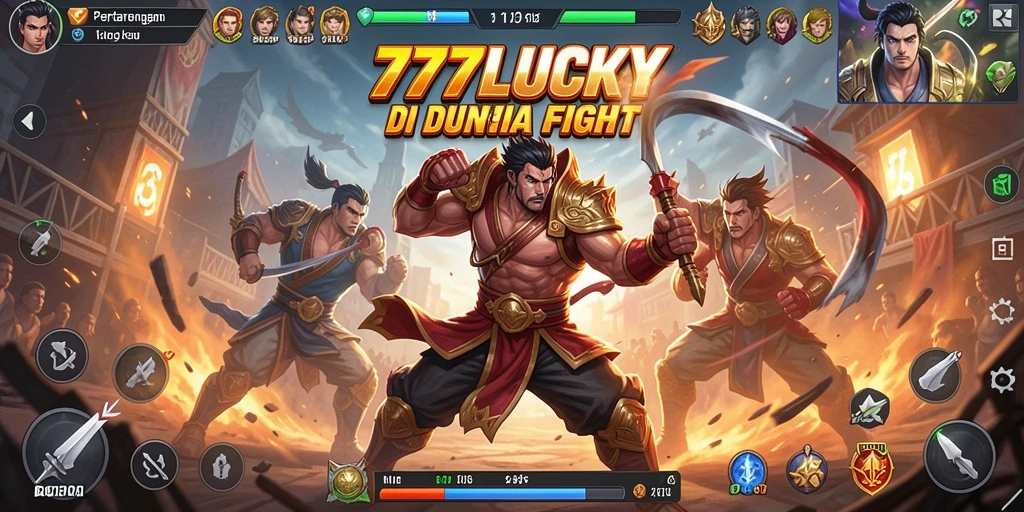 Screenshot gameplay 777LUCKY dengan pertarungan seru.