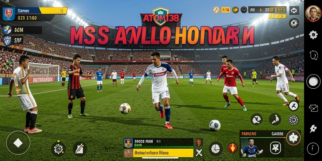 Tangkapan layar ATOM138 menampilkan aksi seru dalam pertandingan sepak bola.