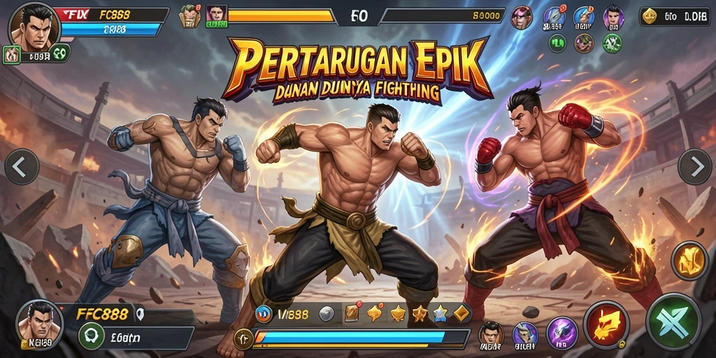 Screenshot gameplay FC888 yang menampilkan pertarungan seru antara karakter.