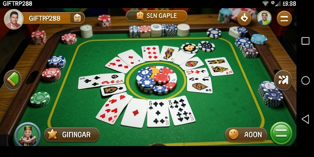 Screenshot gameplay seru dari GIFTRP288 yang menampilkan sesi Gaple.