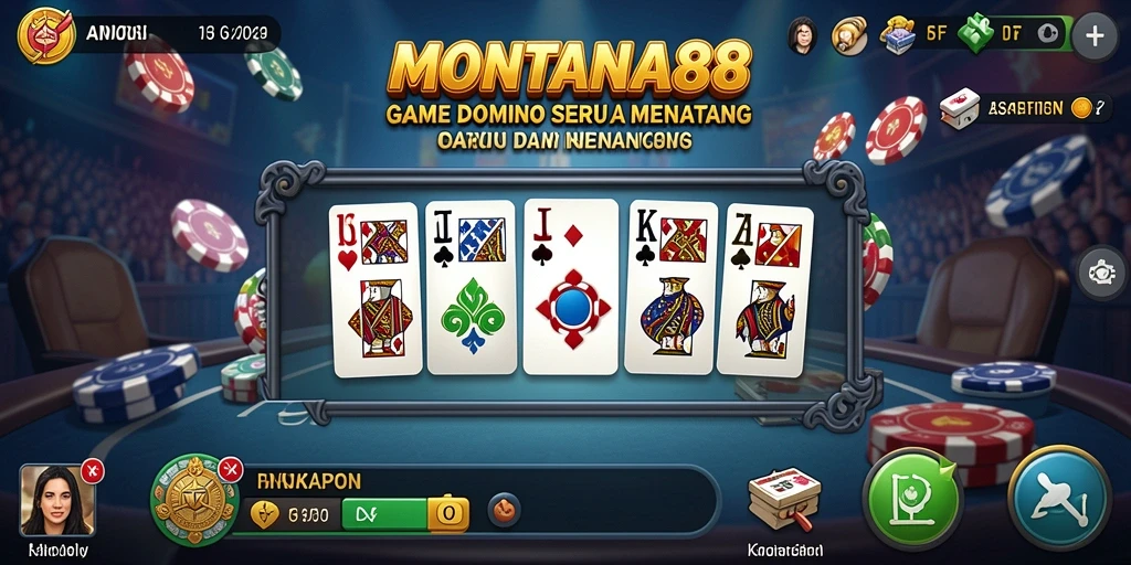 Tampilan gameplay seru MONTANA88 dengan dominasi kartu Domino.