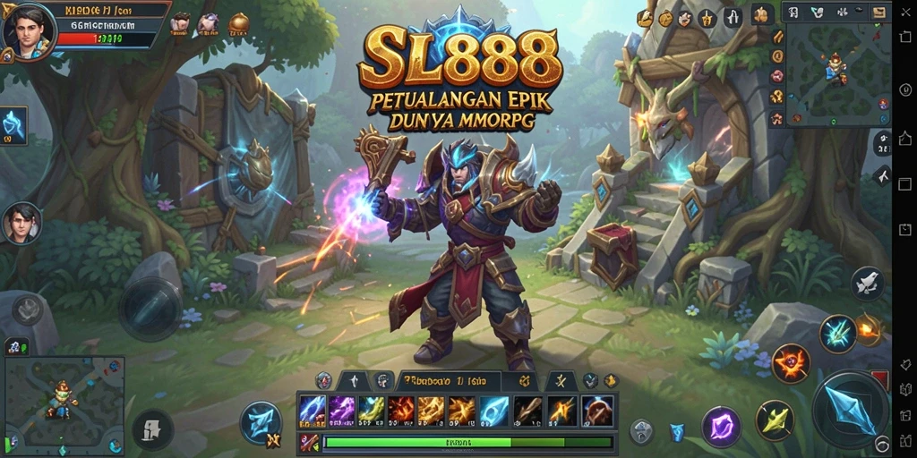 Gameplay MMORPG SL888 menunjukkan aksi pertempuran yang mendebarkan.